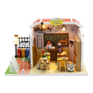 Casa de muñecas de bricolaje en miniatura en el aula