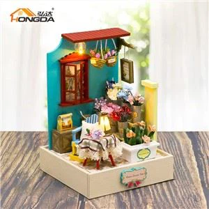 Tienda de flores en miniatura de casa de muñecas de tamaño pequeño